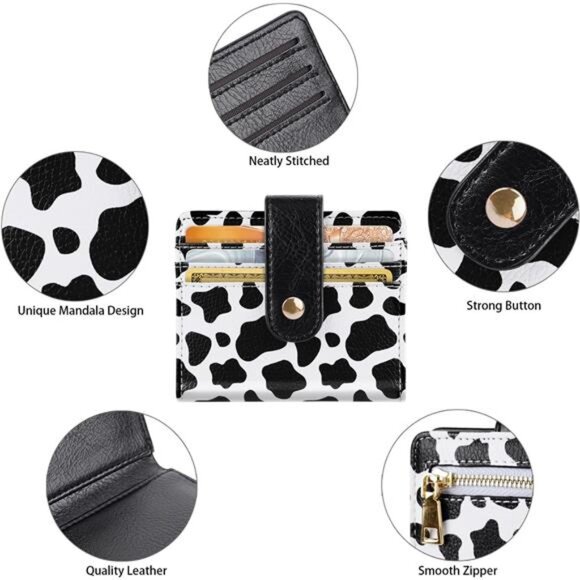 Slim Bifold Wallet RFID Credit Card Wallet Small Cute Card Holder for Women, Cow - Picture 7 of 7